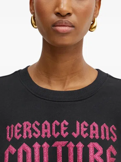 Versace Jeans Couture Logo Crew-neck Sweatshirt In Black