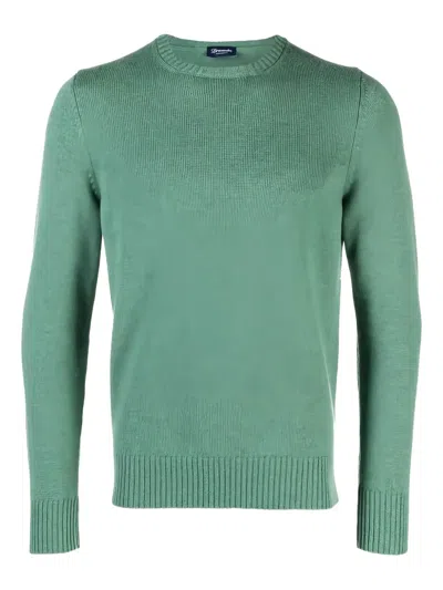 Drumohr Long Sleeve Crew Neck Knit Top In Green