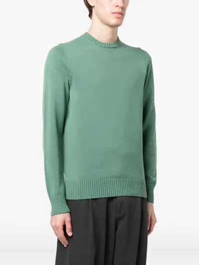 Drumohr Long Sleeve Crew Neck Knit Top In Green