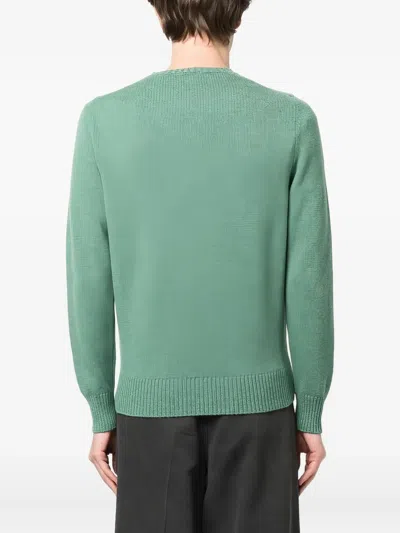 Drumohr Long Sleeve Crew Neck Knit Top In Green