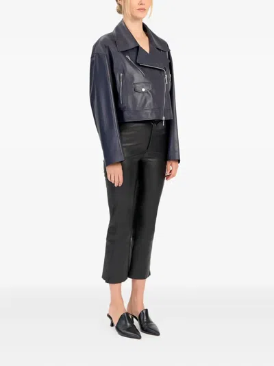 Desa 1972 Leather Jacket In Blue