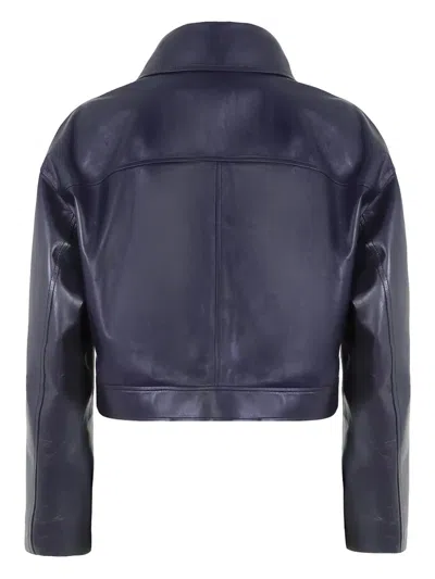 Desa 1972 Leather Jacket In Blue