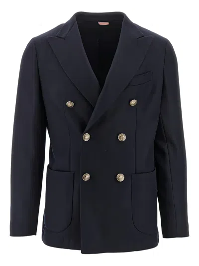 Santaniello Double-breasted Jacket In Blue