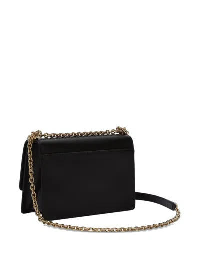 Furla Structured Black Shoulder Bag With Gold-tone Clasp In Black