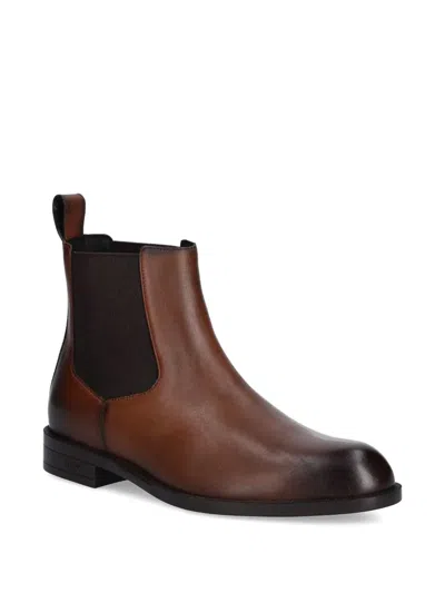 Hugo Boss Pull-tab Chelsea Boots In Brown