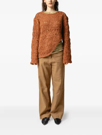 Muller Of Yoshiokubo Asymmetric-hem Sweater In Brown