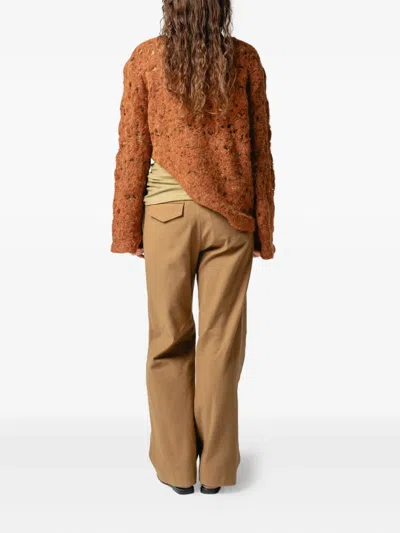 Muller Of Yoshiokubo Asymmetric-hem Sweater In Brown