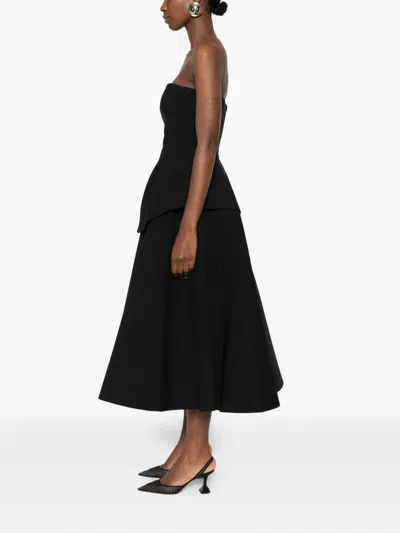 Solace London Ada Strapless Midi Dress In Black