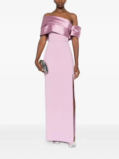 Solace London Alexis Off-shoulder Maxi Dress In Pink