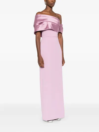 Solace London Alexis Off-shoulder Maxi Dress In Pink