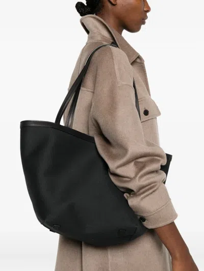 The Row Park Three Canvas Tote Bag In Black