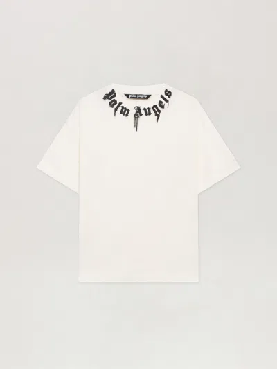 Palm Angels Curved Logo T-shirt In White