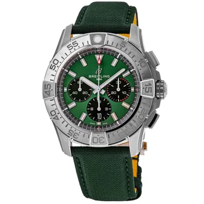 Breitling Avenger B01 Chronograph 42 Automatic Green Dial Leather Strap Men's Watch Ab0146101l1x1 In Green