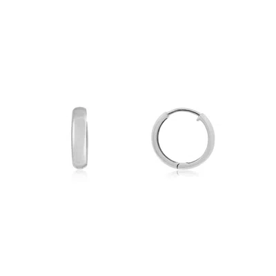 The Lovery Gold Huggie Hoop Earrings 12x2 Millimeters White Gold In Metallic