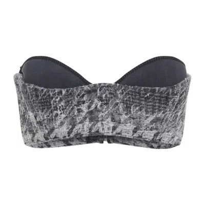 Diesel Abstract Textured Bodysuit With Structured Bust In Gray