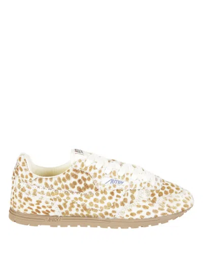Autry Lightweight Spotted Low-top Sneakers With Textured Nylon Finish In Neutral