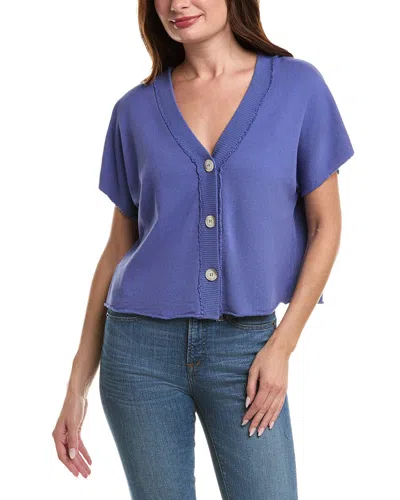 Project Social T Dorian Button Front Top In Blue Iris In Blue