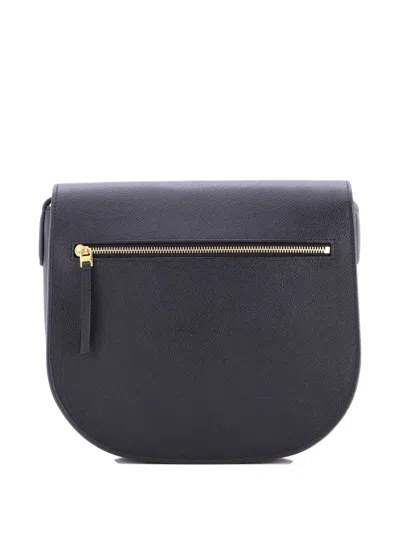 Pre-owned Celine Trotteur Grainy Leather Medium Crossbody Bag In Black