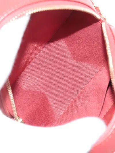 Pre-owned Chanel 2019 Quilted Caviar Round Woven Chain Top Handle Bag Satchel In Red