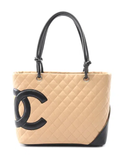 Pre-owned Chanel 2004-2005 Large Cambon Ligne Tote Bag In Brown
