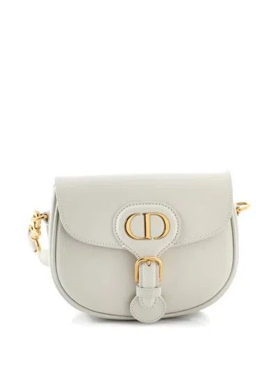 Pre-owned Dior Bobby Flap Bag Leather Medium Crossbody Bag In Neutral