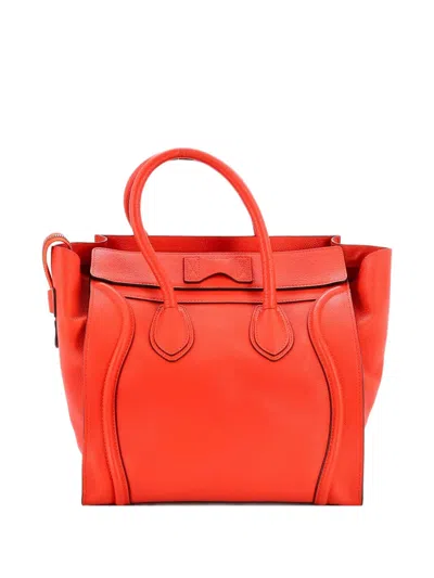 Pre-owned Celine Luggage Bag Grainy Leather Mini Tote Bag In Orange