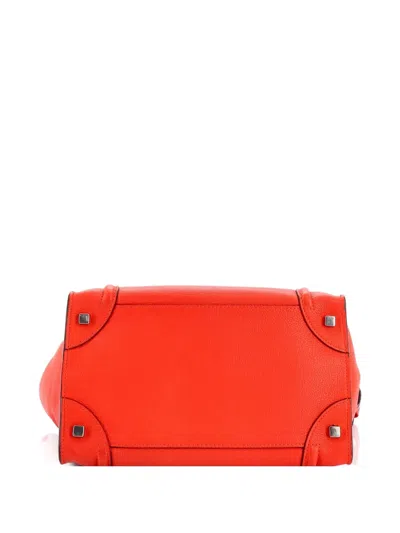 Pre-owned Celine Luggage Bag Grainy Leather Mini Tote Bag In Orange