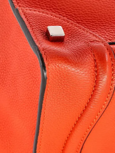 Pre-owned Celine Luggage Bag Grainy Leather Mini Tote Bag In Orange
