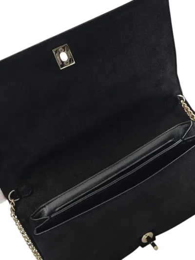 Pre-owned Chanel 2017-2018 Chevron Nubuck Micro Chain Embellished Flap Crossbody Bag In Black