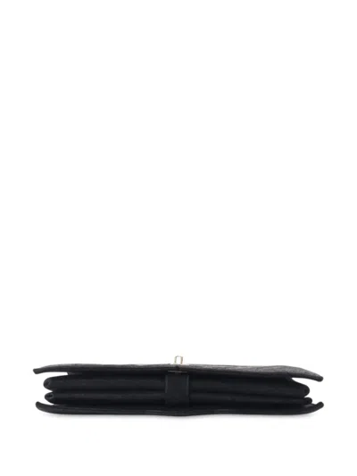 Pre-owned Chanel 2017-2018 Chevron Nubuck Micro Chain Embellished Flap Crossbody Bag In Black