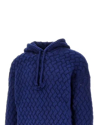 Amaranto Woven Hooded Sweater In Blue