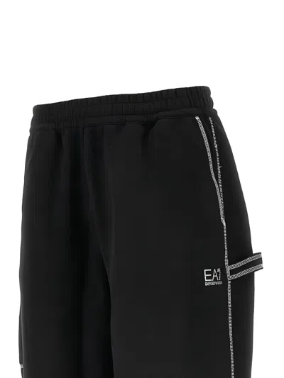 Ea7 Contrast-trim Joggers In Black