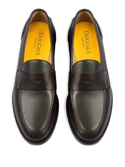 Doucal's Leather Penny Loafers In Brown