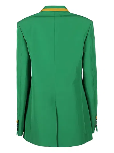 Alessandro Enriquez Contrast-trim Single-breasted Blazer In Green