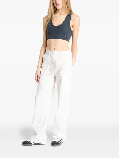 Calvin Klein Jeans Est.1978 Washed Woven Cropped Top In Gray