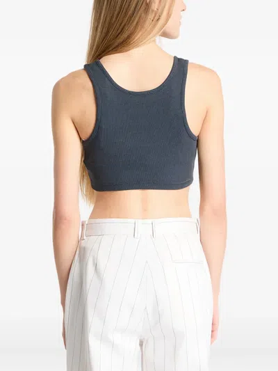 Calvin Klein Jeans Est.1978 Washed Woven Cropped Top In Gray