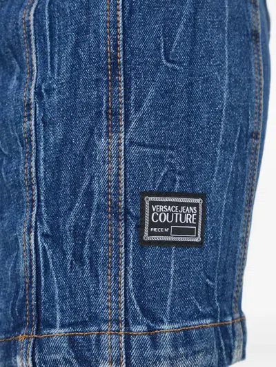 Versace Jeans Couture Strapless Mini Dress In Blue