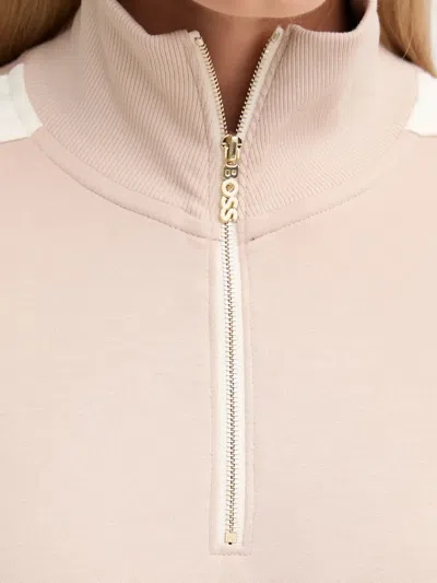 Hugo Boss Zip-neck Sweater In Pink