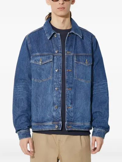 Wood Wood Buttoned Denim Jacket In Blue