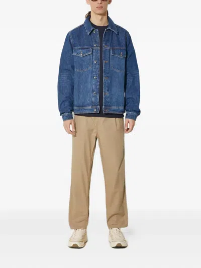 Wood Wood Buttoned Denim Jacket In Blue