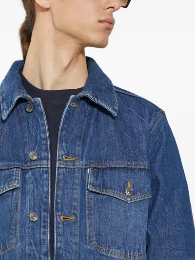 Wood Wood Buttoned Denim Jacket In Blue
