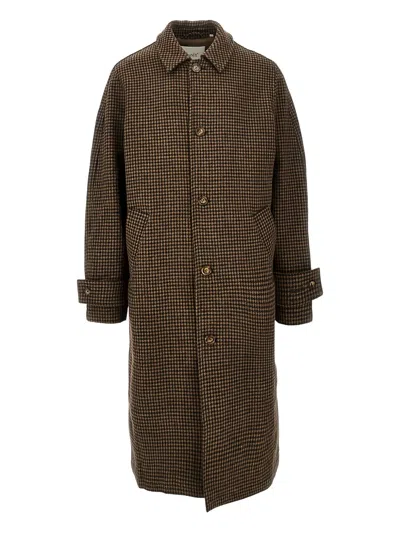 Forét Houndstooth-pattern Button Coat In Brown