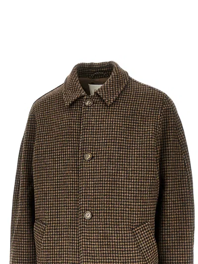 Forét Houndstooth-pattern Button Coat In Brown