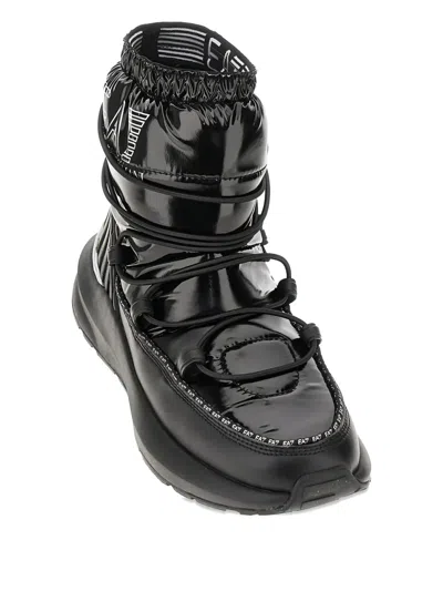 Ea7 Shiny Nylon Ankle Boots In Black