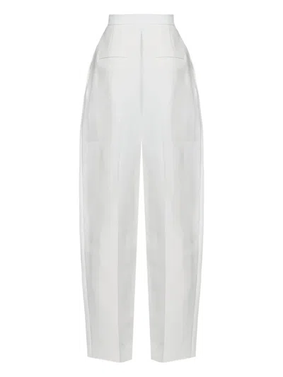 Khaite High-waisted Trousers With Bow Leg In White