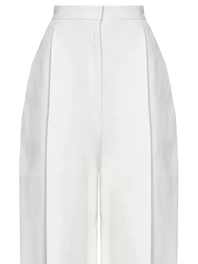 Khaite High-waisted Trousers With Bow Leg In White