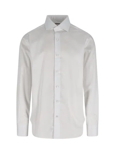 Barba Napoli Embroidered-detail Cotton Shirt In White