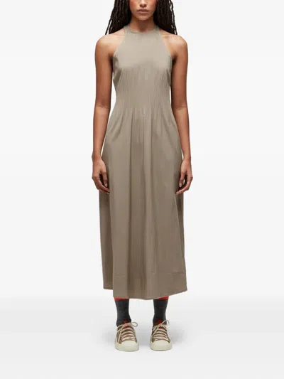 Osklen Pleated Halter-neck Mini Dress In Brown