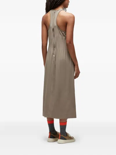 Osklen Pleated Halter-neck Mini Dress In Brown