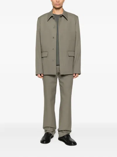 Rier Concealed-fastening Wool Trousers In Gray